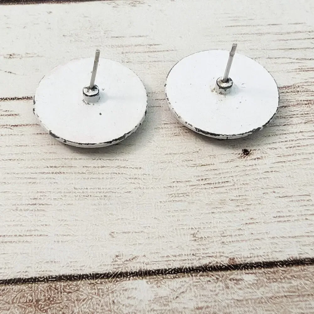 Vintage Earrings For Pierced Ears - Red & White Circle - Poor Condition